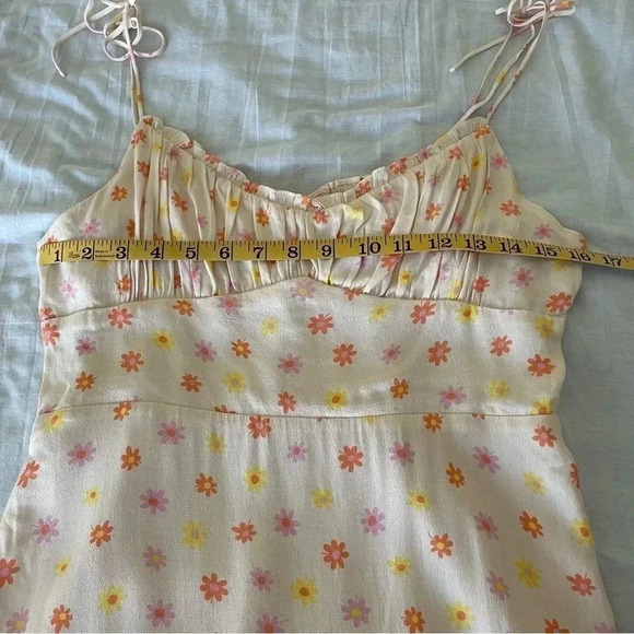 Elodie Floral Mini Dress M 90’s Y2K Spaghetti Tie Straps Peach Color Girlcore - Picture 11 of 11